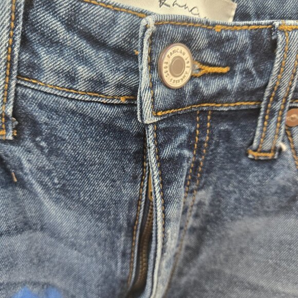 Kancan Blue Sun Moon Painted Distressed Raw Edge Jeans Waist 24 Size 1 - Picture 4 of 15